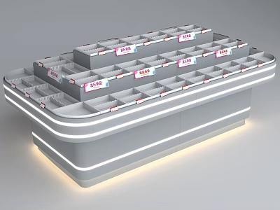 Modern Multi tiered Lighted Display Shelf With LED Lighting And Storage Compartments For Retail 3d model