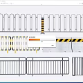 Different Types of Metal Fences Including Temporary Barriers and Warning Stripes