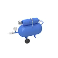 Blue Mobile Air Compressor With Twin Tanks Wheels And Pressure Gauge
