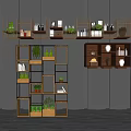Modern Wall Mounted Shelving Units with Open Compartments Plants Books and Decorative Items