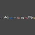 Different Colored Cars Lineup Featuring Vans Sedans SUVs And Red Blue White Models