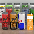 Assorted Beverage Cans Featuring Beer Energy Drink And Fruit Juice In Various Colors
