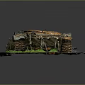 Burned And Rusted Tank On The Ground 3d model