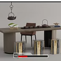 Modern Minimalist Tea Table And Chairs Featuring Natural Wood Design And Teapot Decor Accents