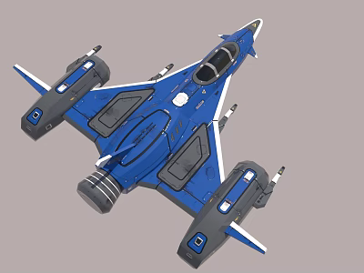 Blue Fighter Jet With Modern Aerodynamic Design And 3D Rendering Details 3d model