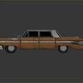 Brown Vintage Car with Silver Roof and Green Rear Light 3D Rendered Model