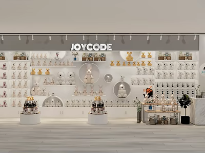 JOYCODE Mall Store Featuring Plush Toys And Decorative Items On Bright Shelves And Display Racks 3d model