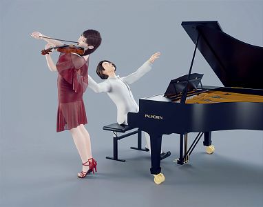 Modern Double Musical Instrument Playing Piano Musical Instrument Music Performance Piano 3d model