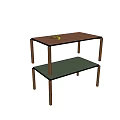 Wooden Dining Table With Smooth Tabletop And Sturdy Legs Featuring Wooden Tray With Apples
