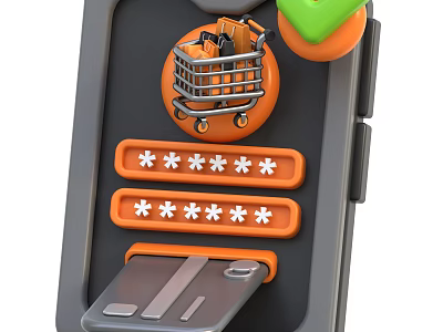 Elegant Jewelry Ornament Combination Shopping On Mobile With Cart Rating And Payment Success 3d model