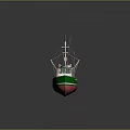 Wooden Oyster Fishing Boat With Green White Hull Red Bottom Colorful Flags And Nets