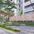 Modern Residential Landscape Design With Lush Green Trees Stone Pathway And Entryway