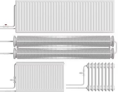 Different Types of Modern White Radiators for Home Heating Applications 3d model