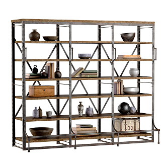 Industrial LOFT Storage Rack Decorative Rack Ornaments 3d model