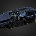 Wrecked Car After Severe Accident Showing Major Damage And Broken Parts
