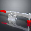 Red Handle Silver Clamp Tool With Red Base On Black Reflective Surface 3d model