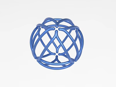 Blue Spherical Metal Decorative Ornament Set With Hollow Geometric Design 3d model
