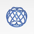 Blue Spherical Metal Decorative Ornament Set With Hollow Geometric Design