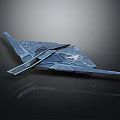 Futuristic Blue Spacecraft With Geometric Structure And Surface Details For Cosmic Exploration