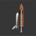 Detailed Space Shuttle Model Featuring Orange Nose Cone White Fuselage And Booster Rockets