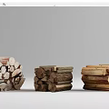 Natural Wood Logs Stacked in Various Styles for Home Heating and Decor
