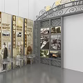 Historical Steel Works Exhibition With Timeline Portrait Displays And Historical Photos On Display Walls