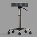Black Adjustable Round Seat Stool With Metal Base And Rolling Wheels 3d model
