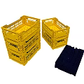 Durable Yellow Stackable Plastic Storage Crates With Black Base For Organizing Home Supplies 3d model