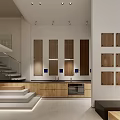Modern Open Kitchen Space Featuring Wooden Cabinets Island Counter And Natural Light