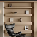 Modern Living Room Interior Design With Blue Sofa Ottoman Small Round Table And Bookshelves
