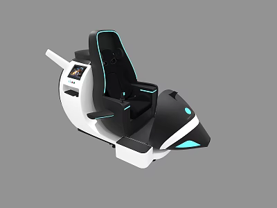 Modern Black White Gaming Seat With Blue Lighting And Screen 3d model