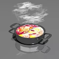 Cookware Set Hot Pot With Two Handles Boiling Ingredients And Rising Steam