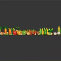 Vibrant Colorful Fresh Vegetables And Fruits Arranged In Gradient Pattern On Dark Background