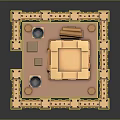 3D Medieval Castle Building With Fortified Walls Watchtowers And Decorative Spikes