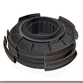 Metal Circular Mechanical Component With Grooved Edges And Ring Structure 3d model