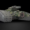 Detailed Camouflage Armored Tank With Large Tracks And Front Cannon