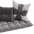 Decorative Home Cushions With Bow Details And Square Seat Pads In Gray Beige