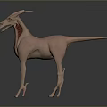Pink Fantasy Game Movie Character With Long Neck Tail And Standing Pose