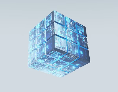 Smart Machine Design with Blue Illuminated Cube and Digital Codes 3d model Smart Machine Design with Blue Illuminated Cube and Digital Codes 3d model