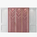 Pink Wall Interior Design With Gold Line Patterns And White Decorative Panels 3d model