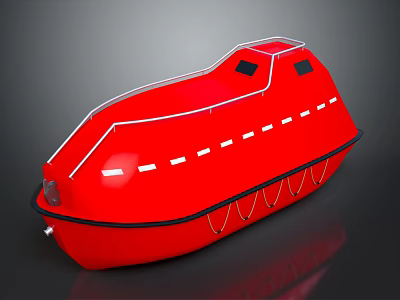 Red Yacht With Distinctive Design Features 3d model