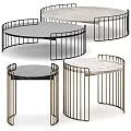 Round Modern Dining Tables With Metal Frames And Marble Tops In Black And Gold