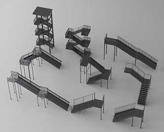 Modern Stairs Outdoor Stairs Steel Frame Stairs Fire Stairs External Stairs Steel Structure Stairs 3d model