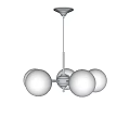 Modern Design Chandelier With White Globes And Pink Blades For Interior Decor