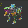 Mechanical Wolf Robot Design With Yellow Blue Black Accents And Back Mounted Gun