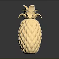 Golden Pineapple Shaped Glass Decorative Piece With Diamond Cut Texture And Reflection