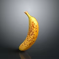 Ripe Yellow Banana With Brown Spots On Gray Background With Reflection 3d model