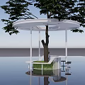 Modern Circular Pavilion With Central Tree And Grass Base Near Water