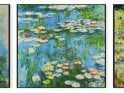 Modern Oil Painting Monet Water Lilies Oil Painting Hanging Painting Combination model