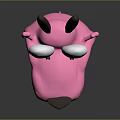 Pink Cartoon Creature With Big Eyes Long Ears Open Mouth And Teeth In 3D Style